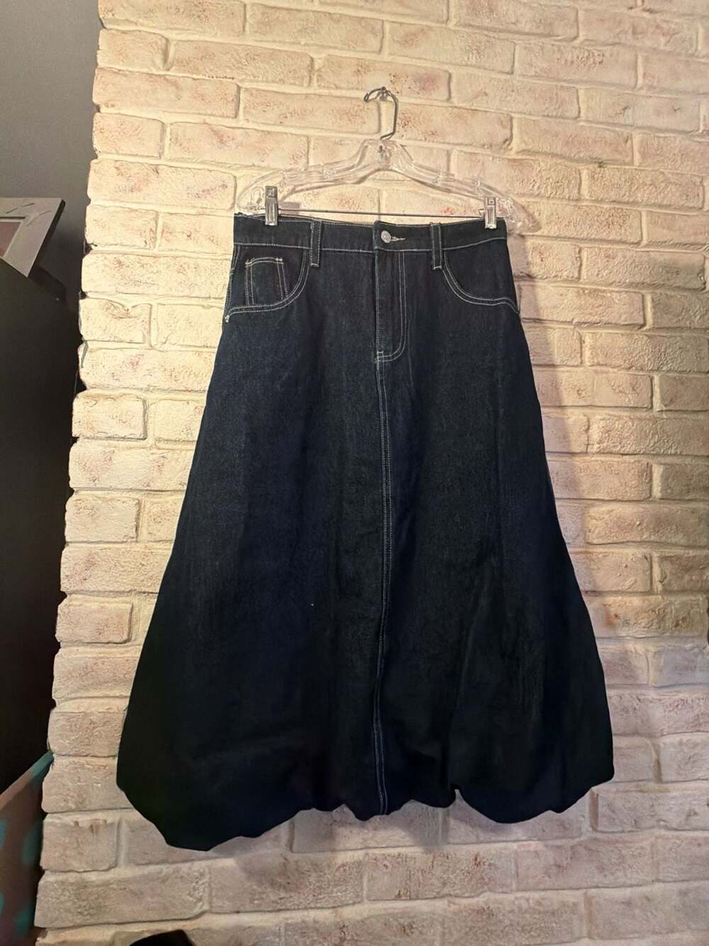 Jason Wu Dark Wash Denim Balloon Midi Skirt